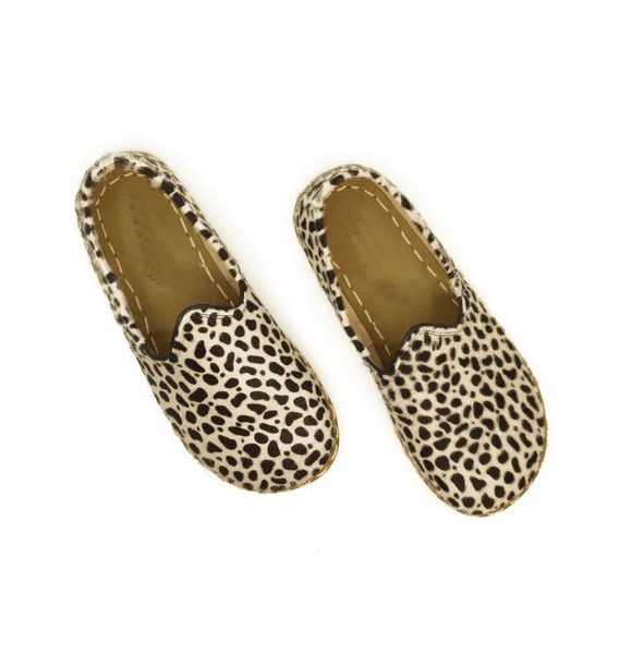 Women Handmade Leopard Print Turkish Slip On Shoes