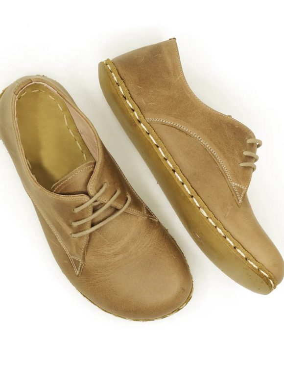 Women Handmade Light Brown Barefoot Oxfords