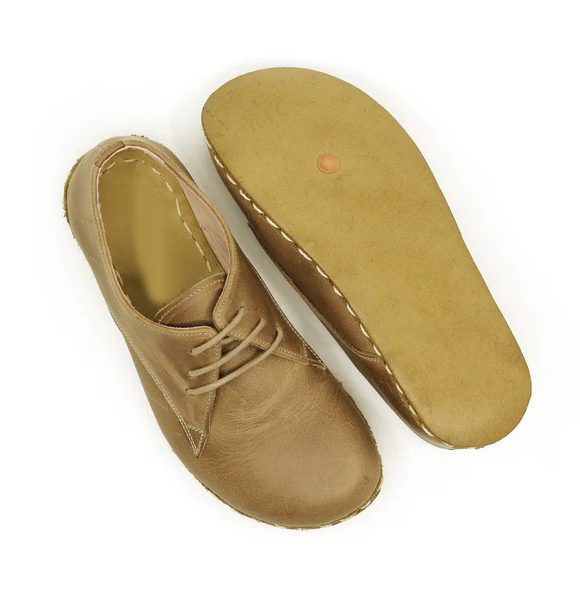 Women Handmade Light Brown Barefoot Oxfords