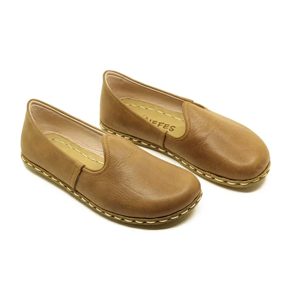 Women Handmade Matte Brown Turkish Slip On Shoes