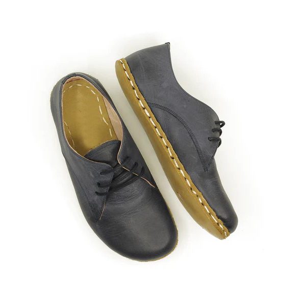 Women Handmade Navy Blue Barefoot Oxfords