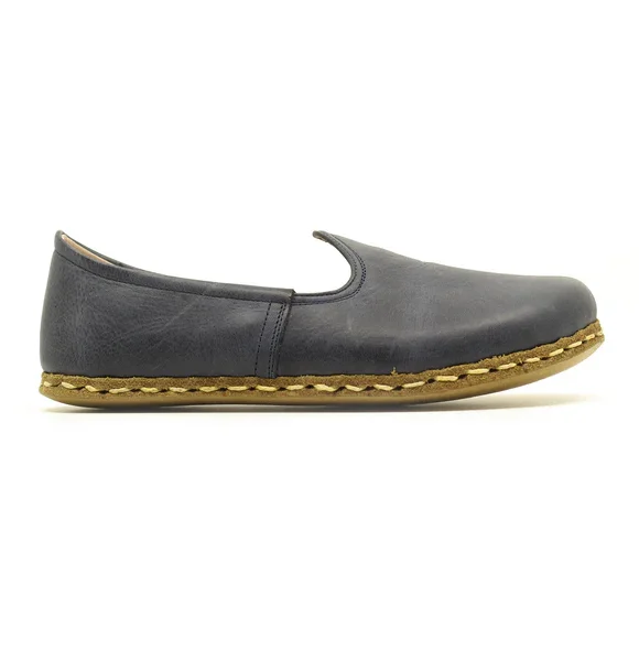 Women Handmade Navy Blue Turkish Slip On Shoes