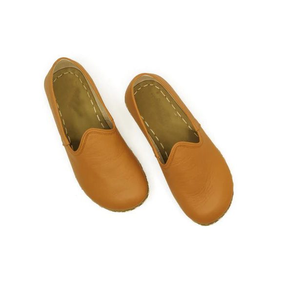 Women Handmade Orange Turkish Slip On Shoes