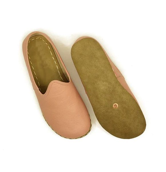 Women Handmade Pink Turkish Slip On Shoes