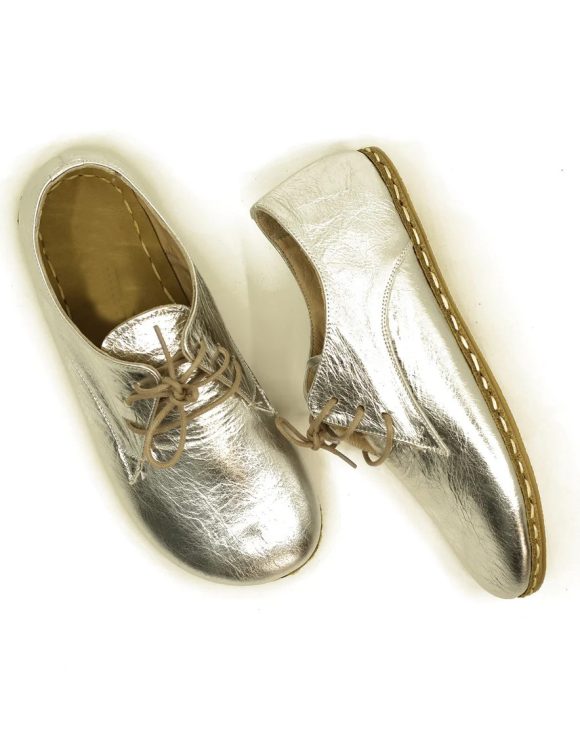 Women Handmade Silver Barefoot Oxfords