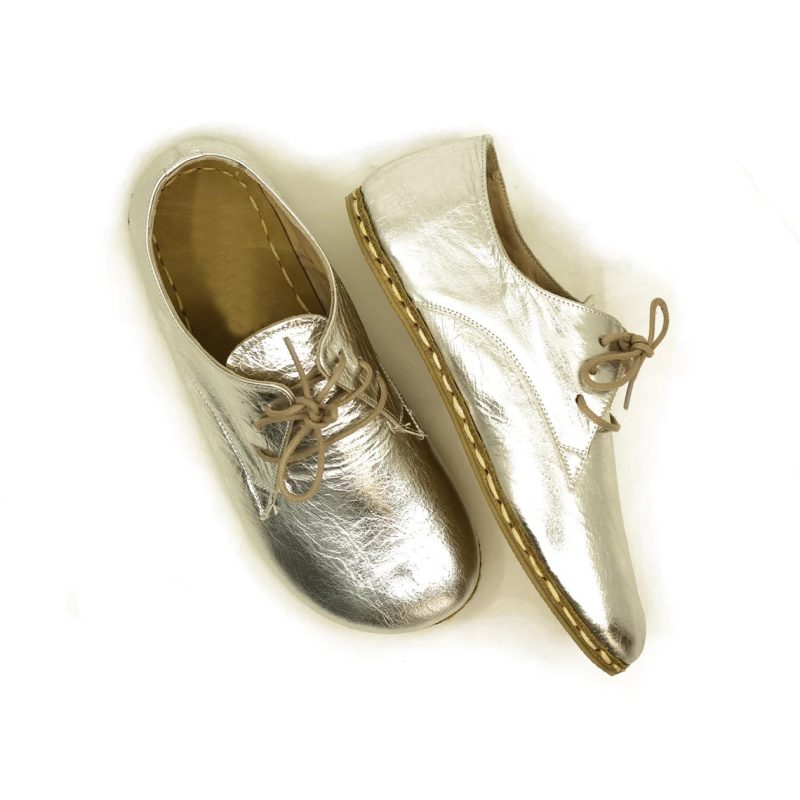 Women Handmade Silver Barefoot Oxfords