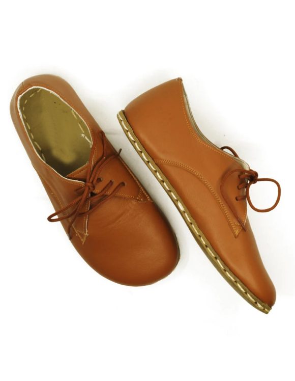 Women Handmade Tan Brown Barefoot Oxfords