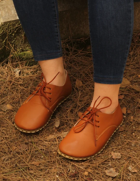 Tan Brown Barefoot Oxford Shoes