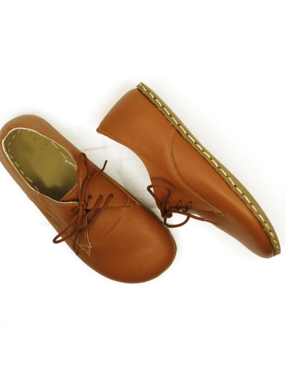 Women Handmade Tan Brown Barefoot Oxfords