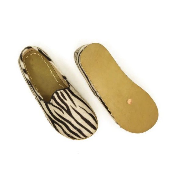 Women Handmade Zebra Print Turkish Slip On Shoes