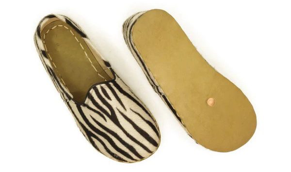 Women Handmade Zebra Print Turkish Slip On Shoes