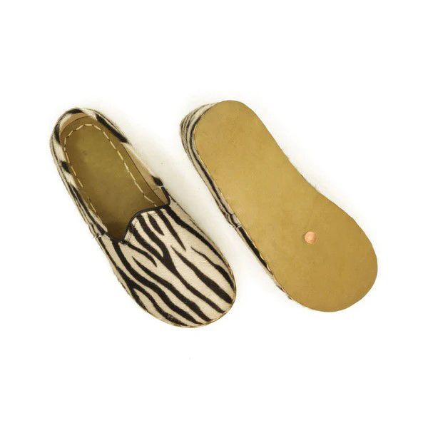 Women Handmade Zebra Print Turkish Slip On Shoes