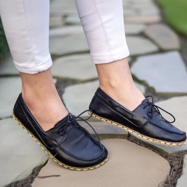 Handmade-Black-Barefoot-Boat-Shoes-for-Women