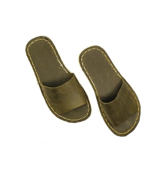 Handmade Women H-Style Green Slippers