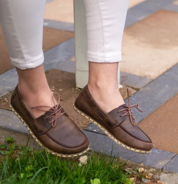 Women Handmade Coffee Brown Barefoot Boat Shoes