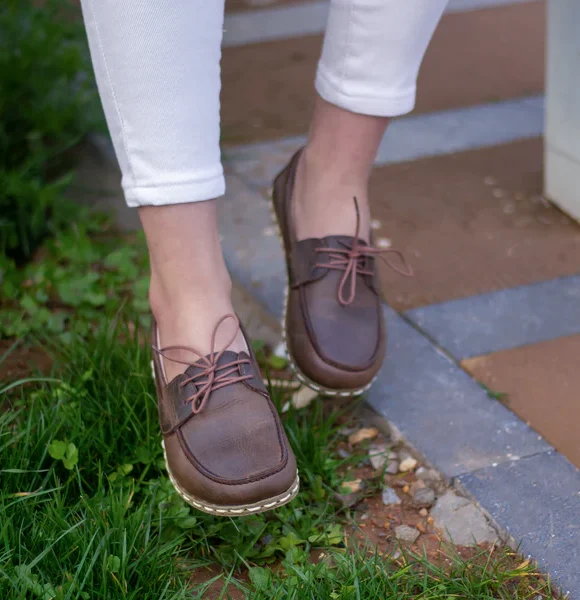 Women Handmade Coffee Brown Barefoot Boat Shoes