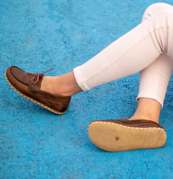 Women Handmade Coffee Brown Barefoot Boat Shoes