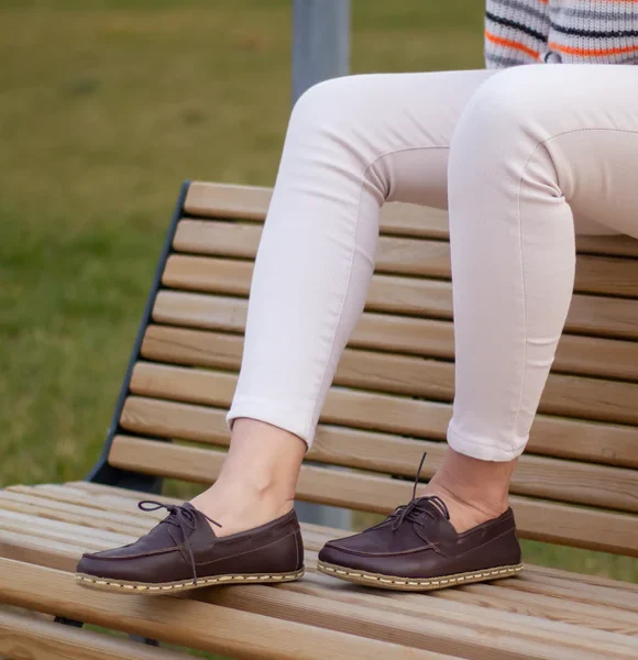 Women Handmade Dark Brown Barefoot Boat Shoes