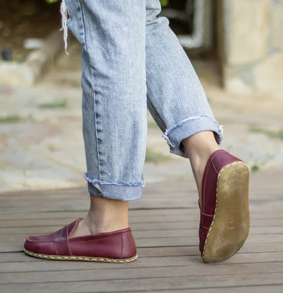 Handmade Matte Brown Barefoot Earthing Women Penny Loafers