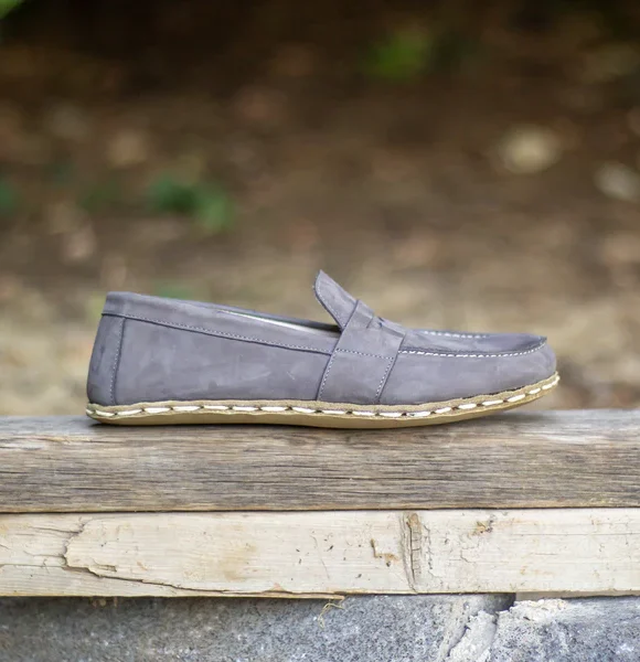 Handmade Gray Nubuck Barefoot Earthing Women Penny Loafers