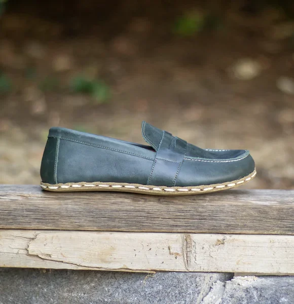 Handmade Green Barefoot Earthing Women Penny Loafers