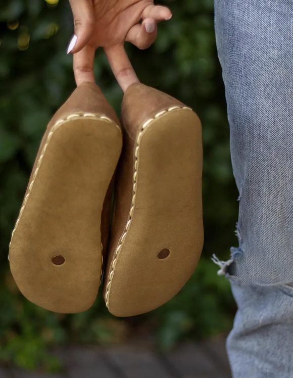 Handmade Women Matte Brown Barefoot Ballet Flats