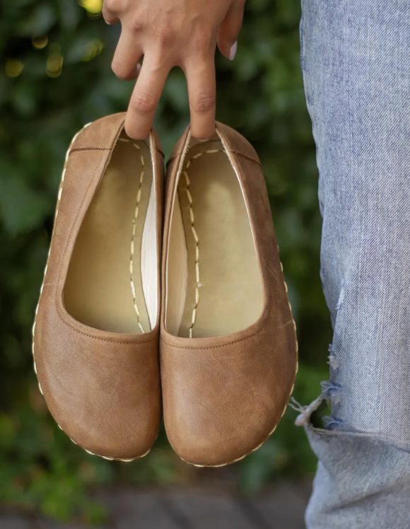 Handmade Women Matte Brown Barefoot Ballet Flats