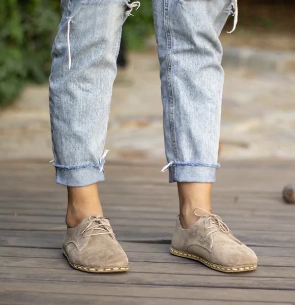 Light Brown Barefoot Oxford Shoes