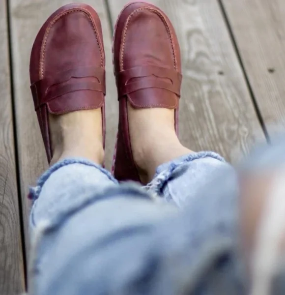 Handmade-Burgundy-Barefoot-Earthing-Womens-Penny-Loafers