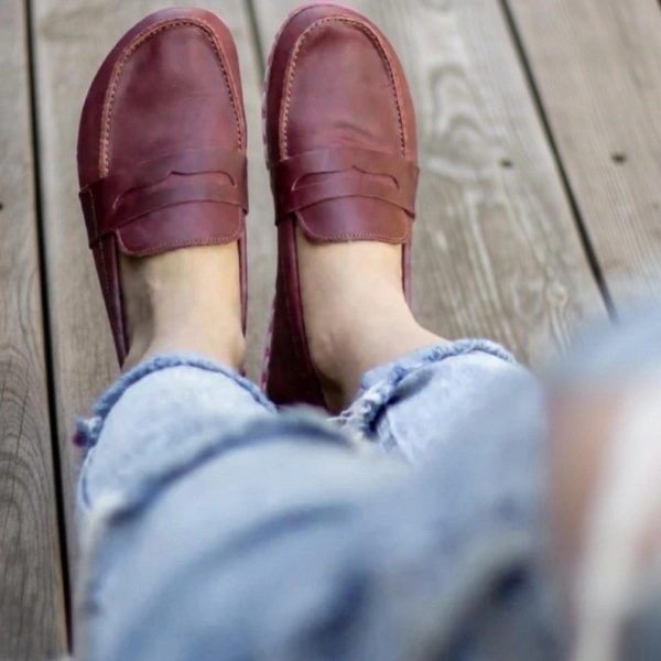Handmade-Burgundy-Barefoot-Earthing-Womens-Penny-Loafers