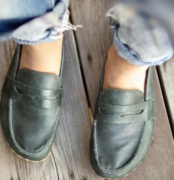 Handmade-Green-Barefoot-Earthing-Womens-Penny-Loafers