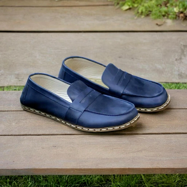 Handmade-Navy-Blue-Barefoot-Earthing-Womens-Penny-Loafers