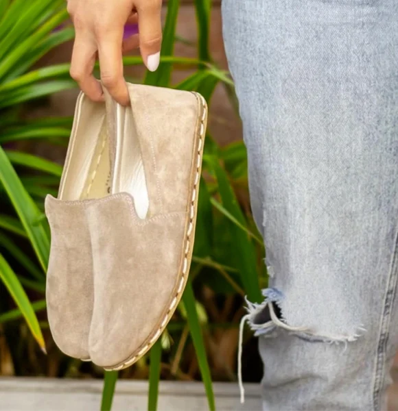 Handmade-Suede-Light-Brown-Barefoot-Loafers