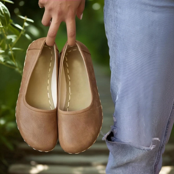 CHIC WITH Handmade Women Barefoot Matte Brown Ballet Flats