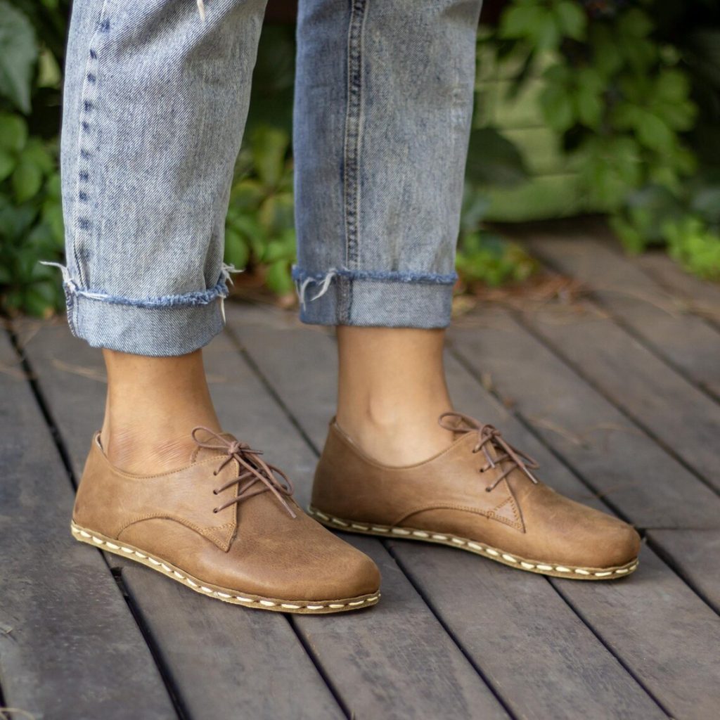 Women Handmade Matte Brown Barefoot Oxfords
