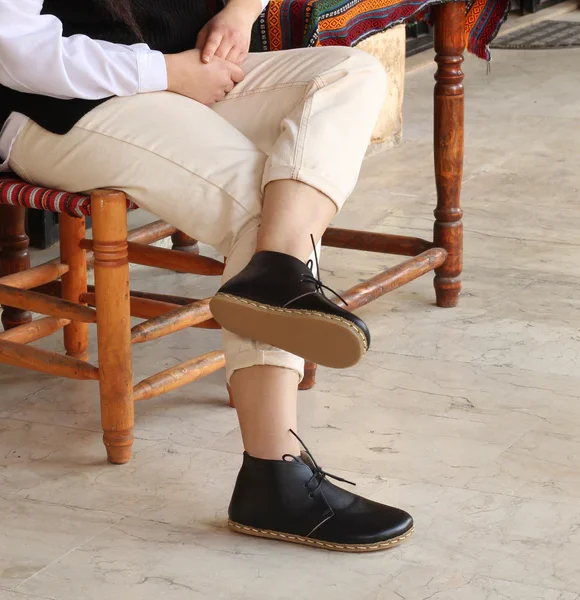 CHIC WITH Women Handmade Barefoot Black Chukka Boots