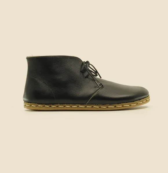 CHIC WITH Women Handmade Barefoot Black Chukka Boots