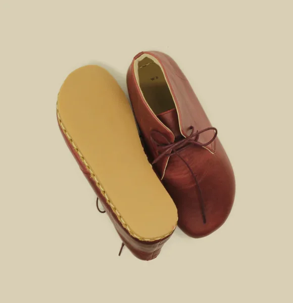 CHIC WITH Women Handmade Barefoot Burgundy Chukka Boots