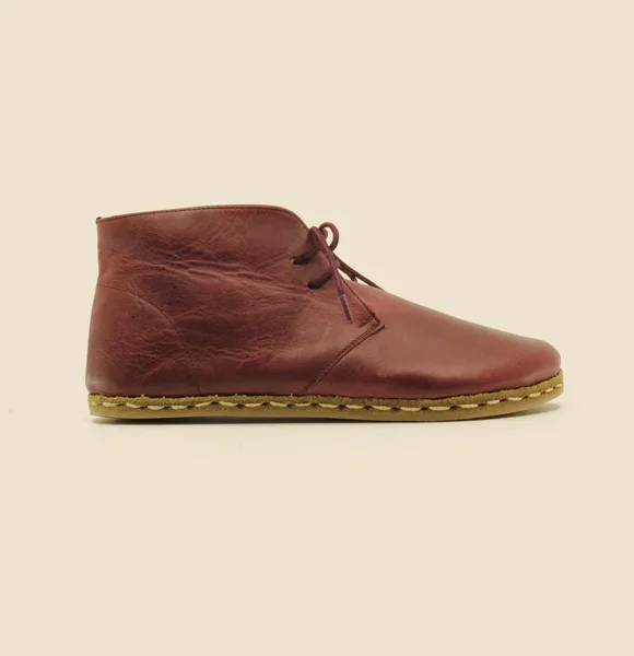 CHIC WITH Women Handmade Barefoot Burgundy Chukka Boots