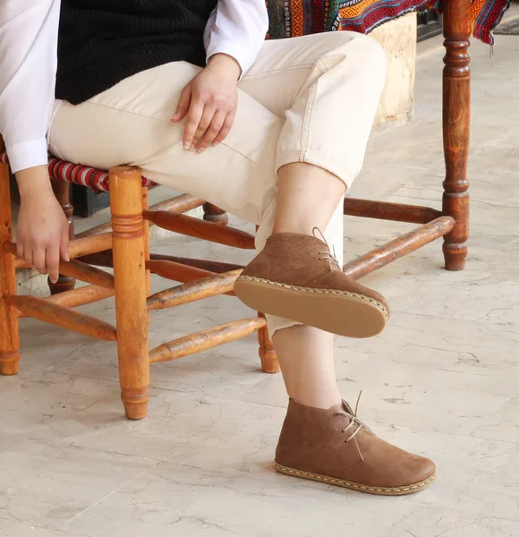 CHIC WITH Women Handmade Barefoot Matte Brown Chukka Boots