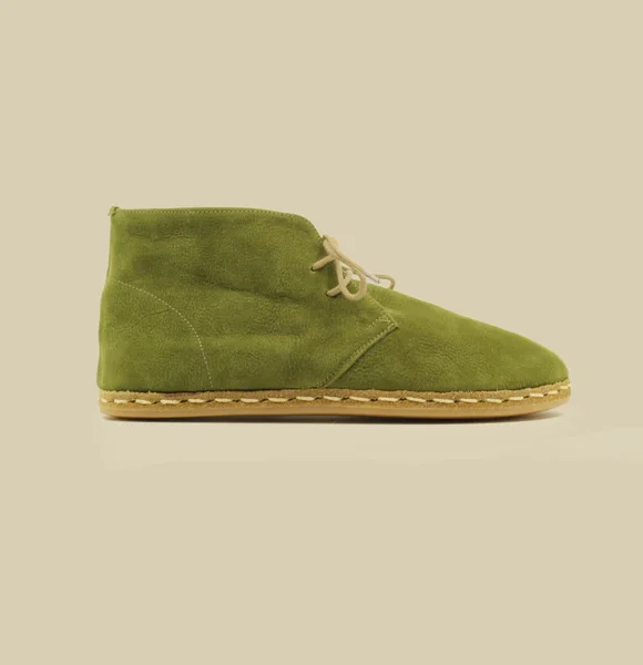 CHIC WITH Women Handmade Barefoot Nubuck Green Chukka Boots