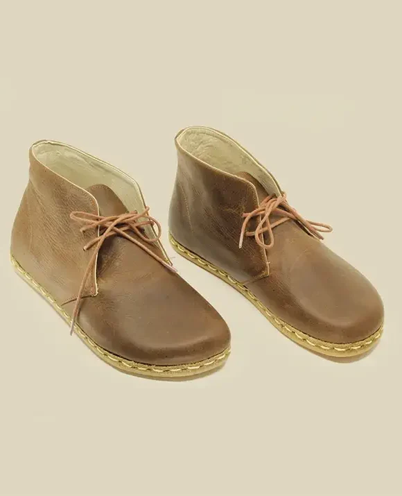 Women Handmade Barefoot Brown Chukka Boots