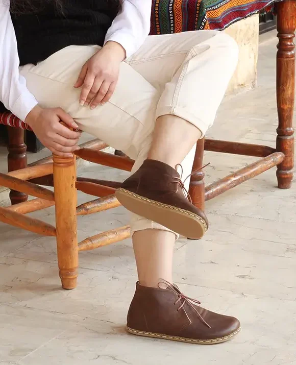 Women Handmade Barefoot Brown Chukka Boots