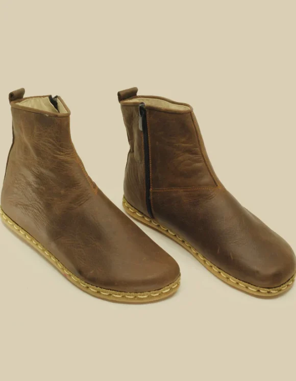 Coffee Brown Ankle Boots Women - barefoot shoes women