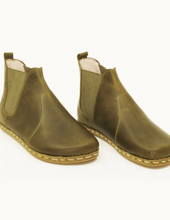 Olive Green Barefoot Chelsea Boots