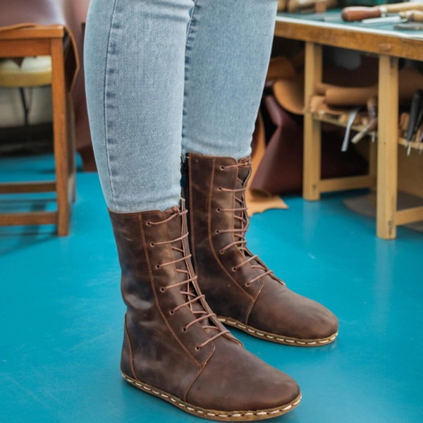 Women-Handmade-Coffee-Brown-Barefoot-Boots